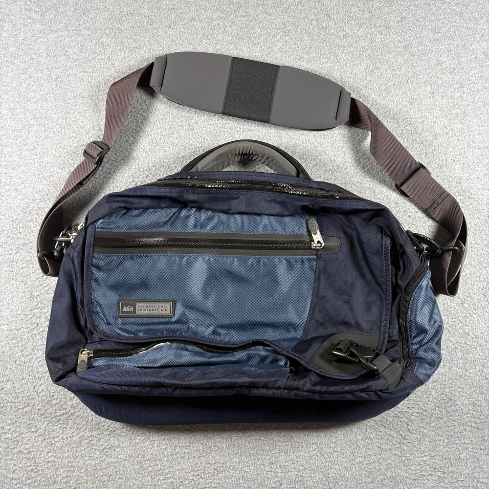 Vintage REI Messenger Bag Brown Canvas Crossbody Travel Satchel Pocket Y2K